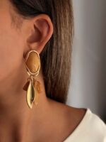 گوشواره سنگی آویزدار کد 310898 - تصویر 3