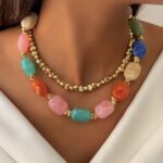 گردنبند سنگ رنگی کد 310889