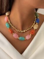 گردنبند سنگ رنگی کد 310889