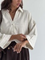 شومیز لینن 5 دکمه کد 220744 - تصویر 32