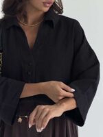 شومیز لینن 5 دکمه کد 220744 - تصویر 36