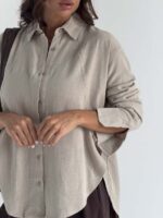 شومیز لینن برش دار کد 220748 - تصویر 15