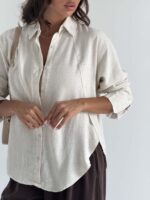 شومیز لینن برش دار کد 220748 - تصویر 20