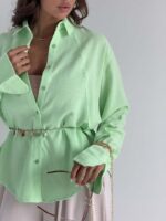 شومیز لینن برش دار کد 220748 - تصویر 2