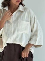 شومیز لینن پشت هلال کد 220611 - تصویر 35