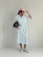 پیراهن بلند یقه دار کد 240183 - تصویر 2