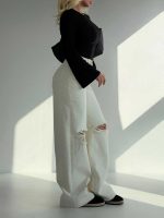 شلوار جین راسته زاپدار کد 102475