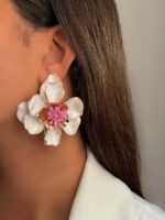 گوشواره مینا کاری گلی کد 311097 - تصویر 2
